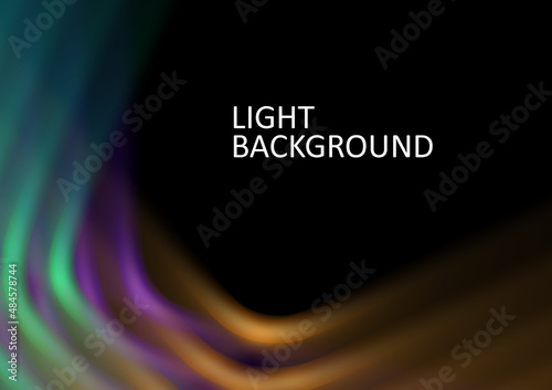 Abstract muticolor light wave on black background