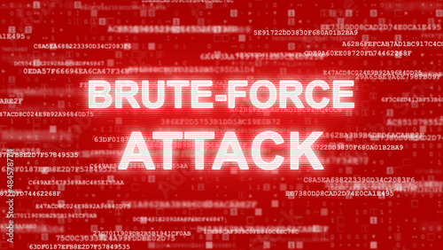 Brute-force attack - hacker pasword protection security red alert background