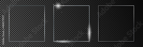 Silver glowing square frame