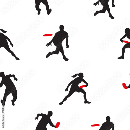 Flying disc ultimate frisbee players seamless pattern photo