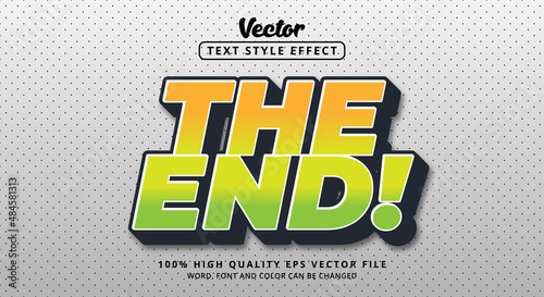 Editable text effects, Text The End with a color style blend of green and yellow that makes it elegant and radiant