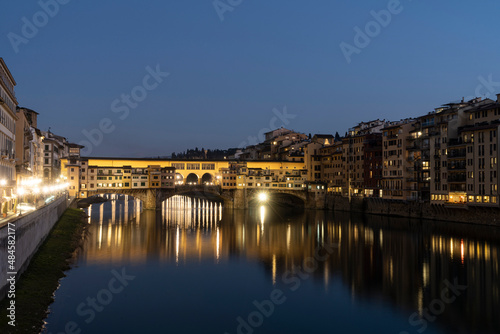 ponte vecchio bridge at sunset in Florence  Italy