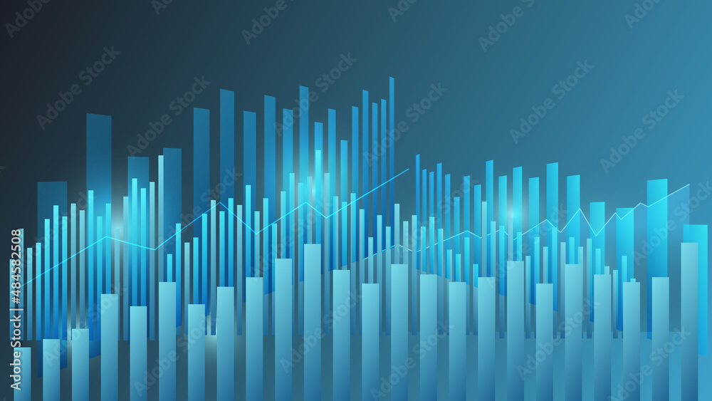 bar chart on blue background. business growth performance and financial statistics concept bar chart on blue background. business growth performance and financial statistics concept