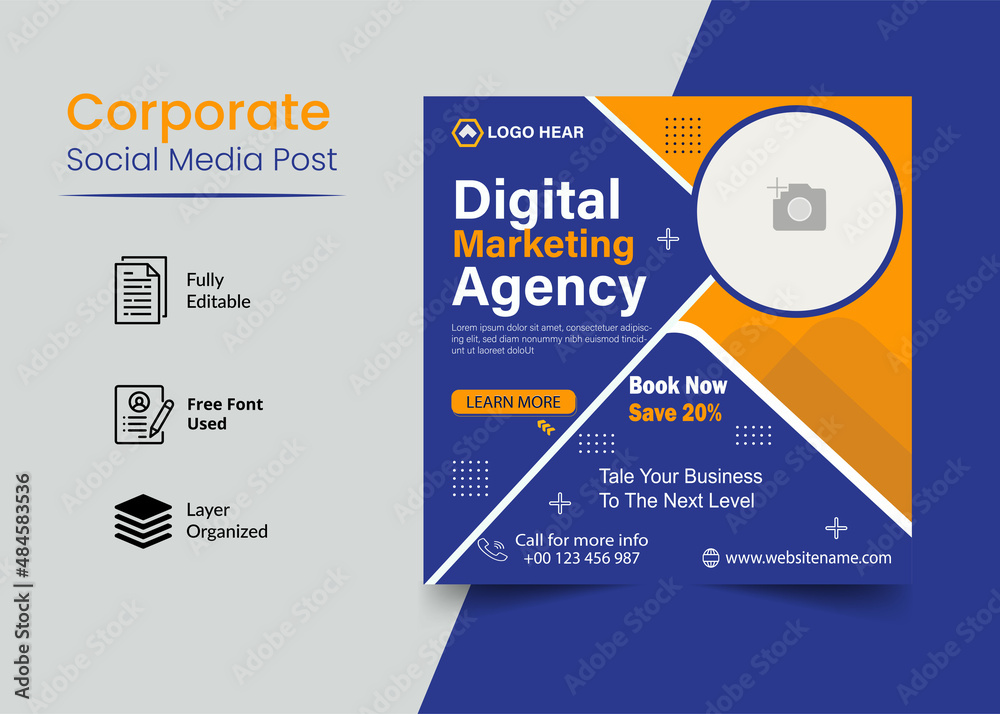 Obraz premium This is a new creative digital marketing social media post template design.