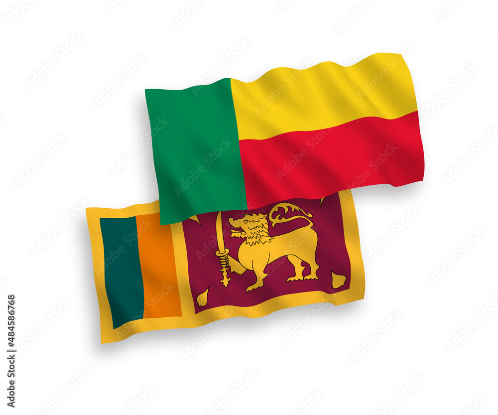 Fototapeta premium Flags of Sri Lanka and Benin on a white background