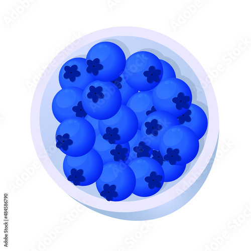 Blueberries in a cup. Vector illustration, flat cartoon design, isolated on white background, eps 10.