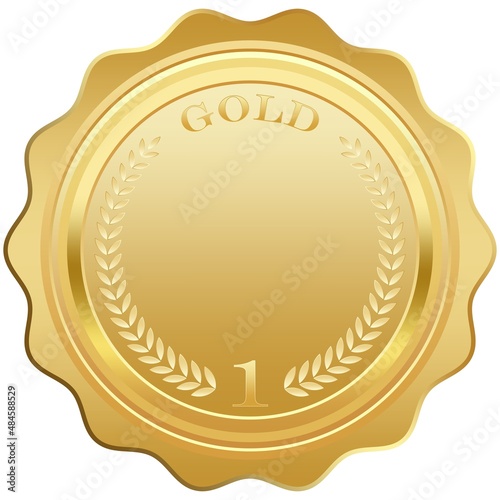 Goldmedaille vektor in Gold mit Lorbeerkranz auf einem isolierten weißen Hintergrund.