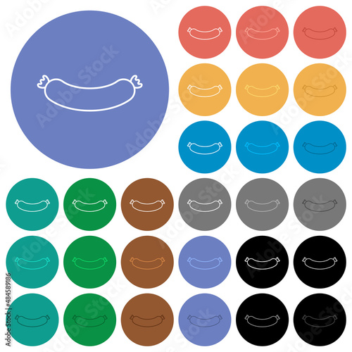 Sausage outline round flat multi colored icons