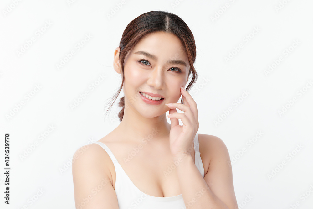 Beautiful young asian woman with clean fresh skin on white background, Face care, Facial treatment, Cosmetology, beauty and spa, Asian women portrait. Beautiful young asian woman with clean fresh skin on white background, Face care, Facial treatment, Cosmetology, beauty and spa, Asian women portrait.