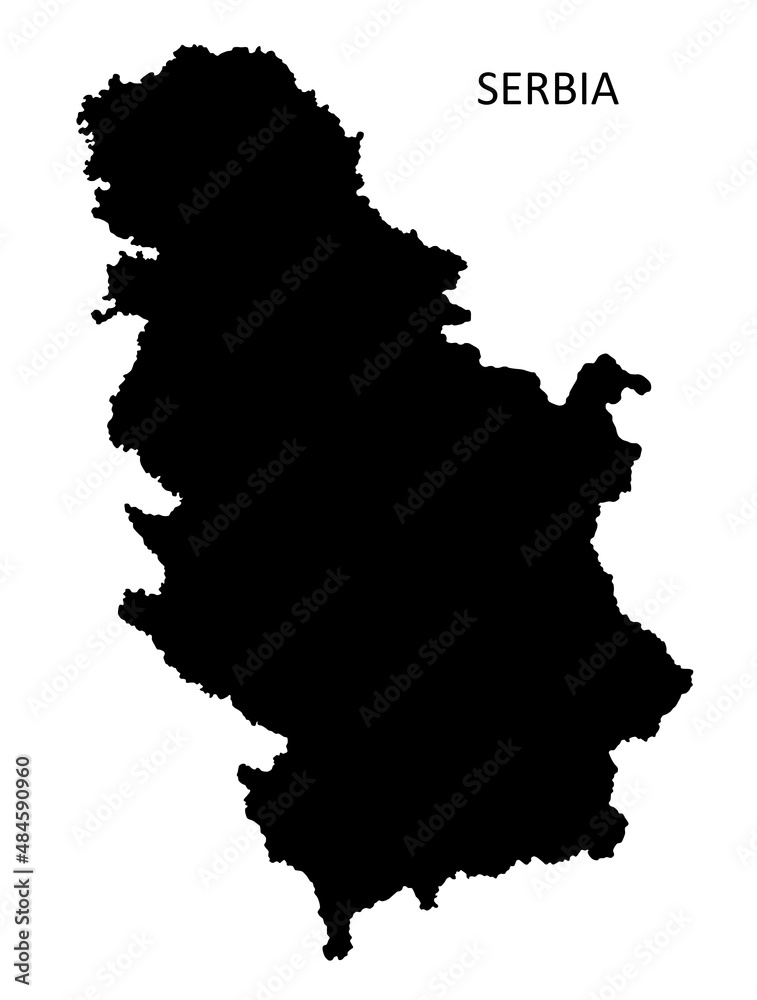 Serbian map silhouette isolated on white background 3D illustration