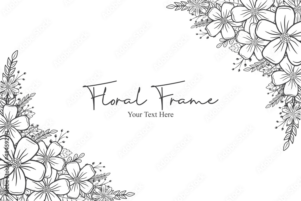 Beautiful flower frame background in outline design Beautiful flower frame background in outline design