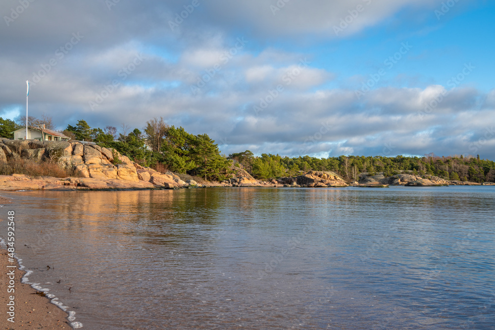 View of the rocky coast and sea, Hanko, Finland