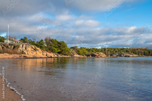 View of the rocky coast and sea, Hanko, Finland