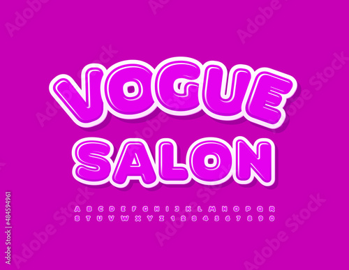 Vector stylish emblem Vogue Store with Pink modern Font. Trendy Alphabet Letters and Numbers set