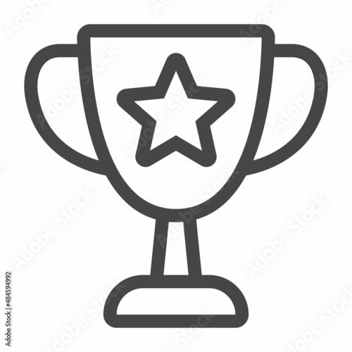 Winner cup vector icon in line style isolated on white background.