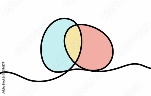 Easter Eggs outline, line art. Vector isolated hand drawn illustration. An element drawn with one black line on a transparent, white background