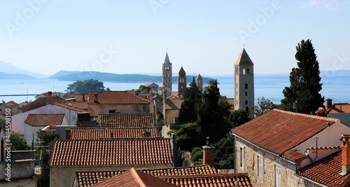 rooftops in old town Rab, island Rab, Croatia