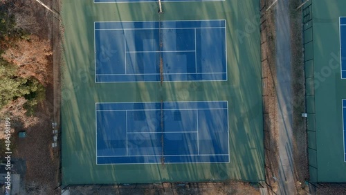 Ascending Aerial Above Tennis Courts And Baseball Sportsfield, Durham NC photo