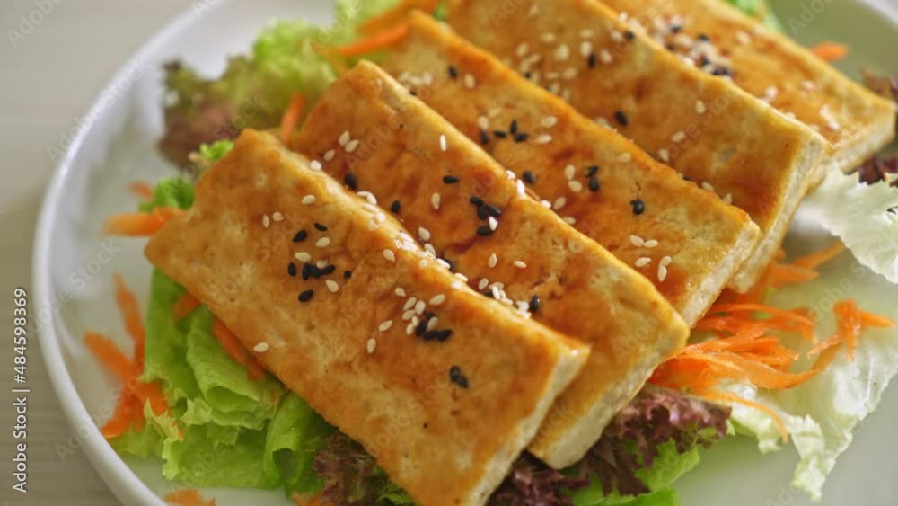 teriyaki tofu salad with sesame - vegan and vegetarian food style teriyaki tofu salad with sesame - vegan and vegetarian food style