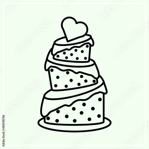 heart cake, food simple line icon © Mariia