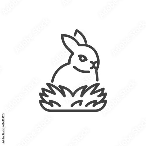 Easter bunny in a nest line icon