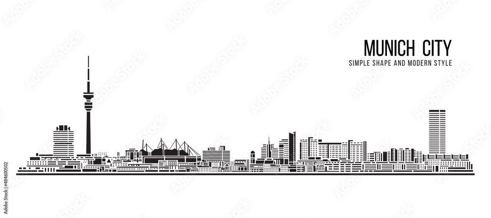 Naklejka premium Cityscape Building Abstract Simple shape and modern style art Vector design - Munich city
