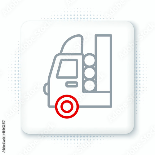Line Gas tank for vehicle icon isolated on white background. Gas tanks are installed in a car. Colorful outline concept. Vector