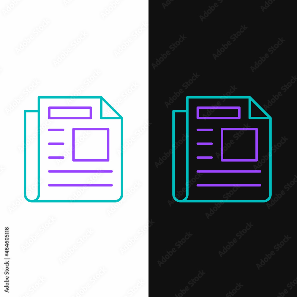 Line News icon isolated on white and black background. Newspaper sign. Mass media symbol. Colorful outline concept. Vector Line News icon isolated on white and black background. Newspaper sign. Mass media symbol. Colorful outline concept. Vector