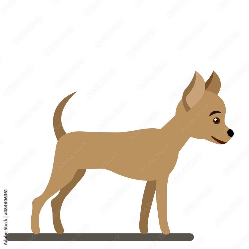 Vector funny doggie, brown dog isolated on white background