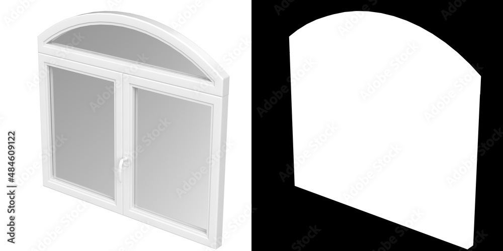 3D rendering illustration of a round top window 3D rendering illustration of a round top window