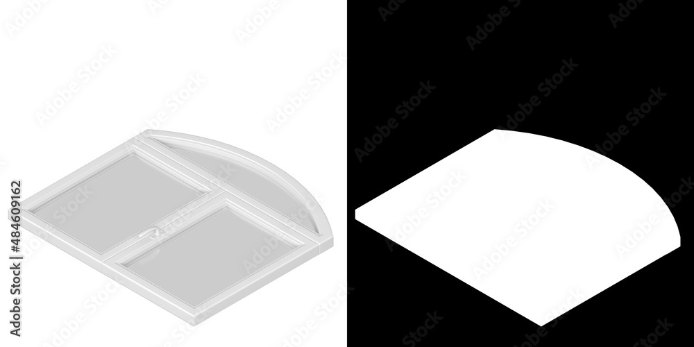 3D rendering illustration of a round top window 3D rendering illustration of a round top window