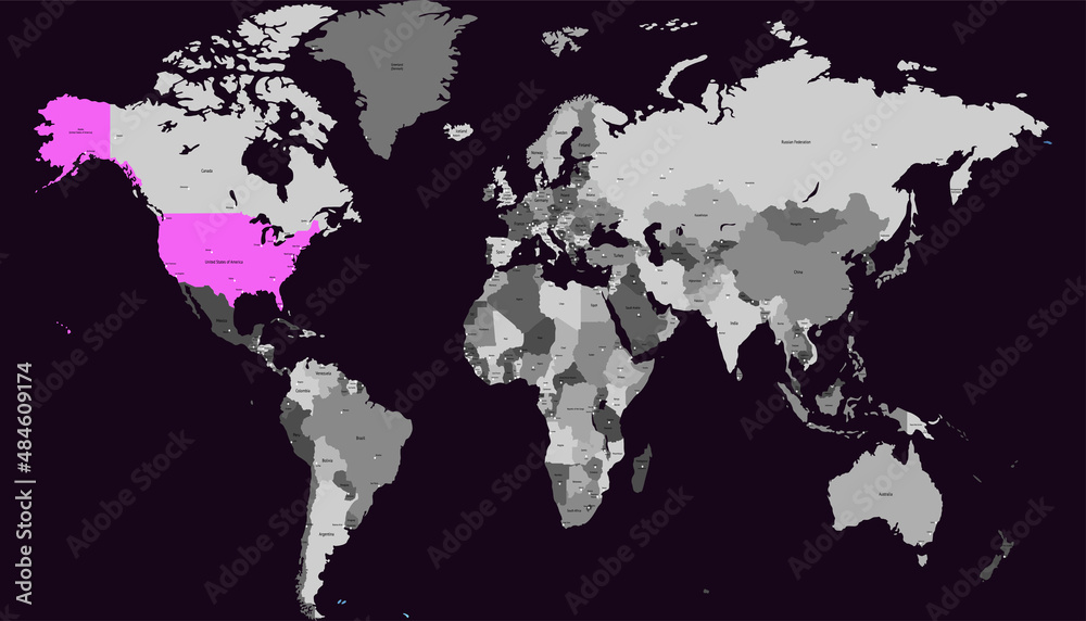 World map. United States of America map. USA.	
