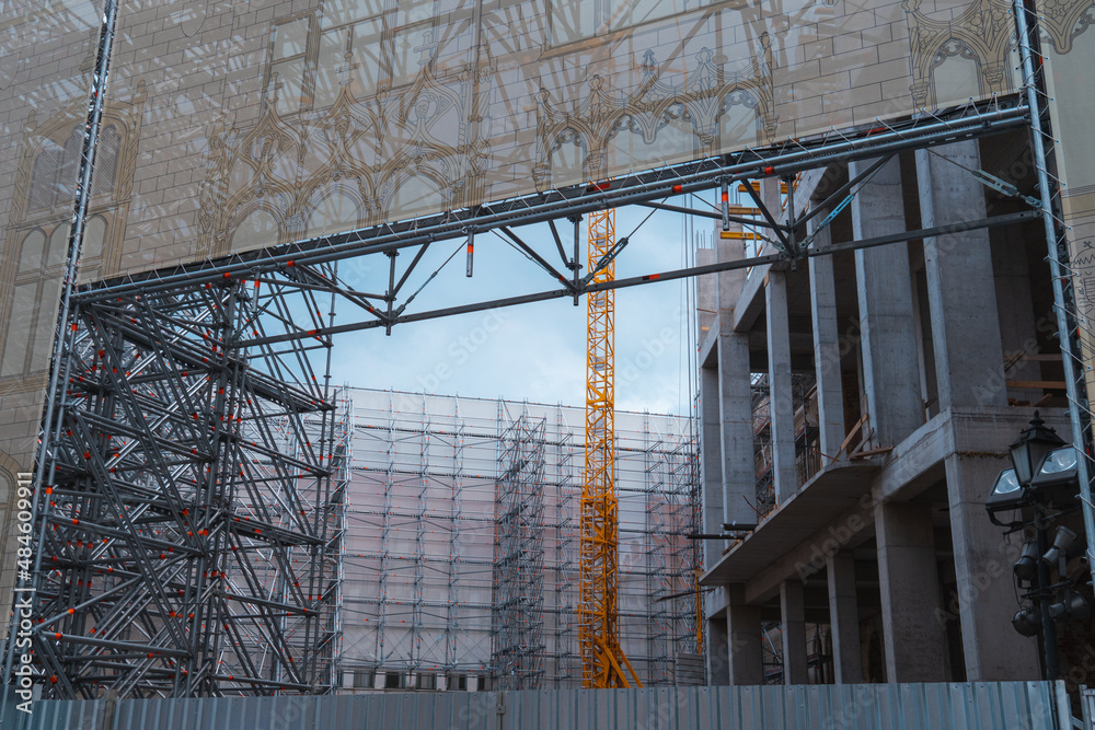 Fototapeta premium construction site with scaffolding