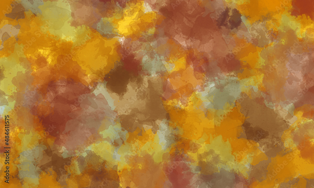 Abstract watercolor background, texture of clouds in orange and brown tones