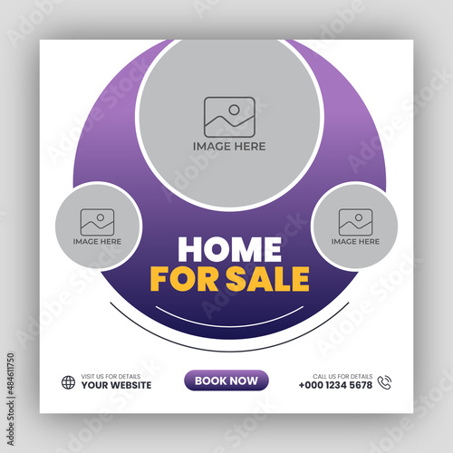 Real estate business social media post and square flyer template design