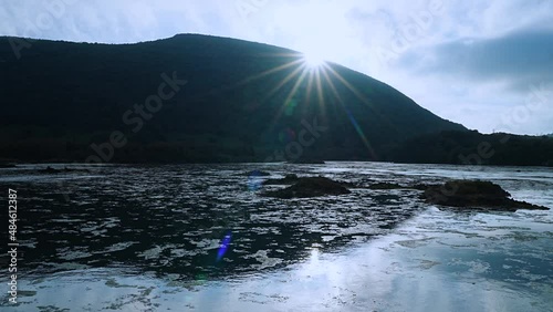 Monte Cincho and Joyel marsh from the Santa Olaja Tidal Mill near Isla, in the Municipality of Arnuero. Cantabrian Sea. Santoña, Victoria and Joyel Marshes Natural Park. Cantabria, Spain, Europe photo