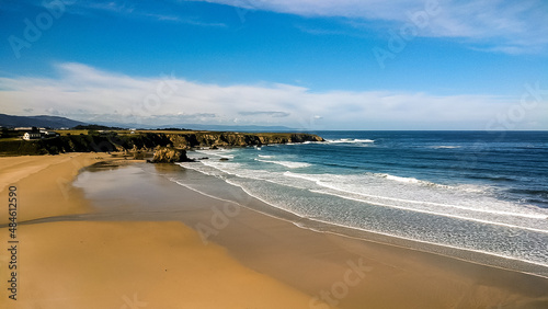 Wild Atlantic Ocean Coast with Rocks and Sand of Nordic Style Nature Environment in Spain