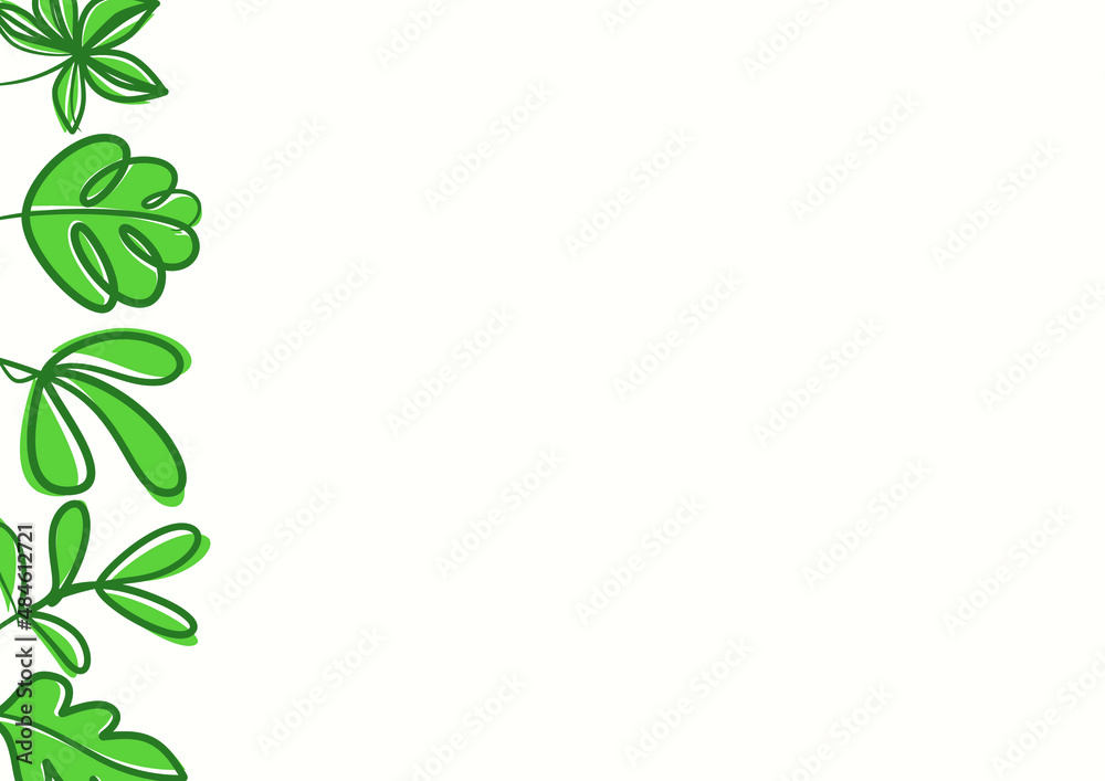 Botanical green floral leaves background with copy space for text Botanical green floral leaves background with copy space for text