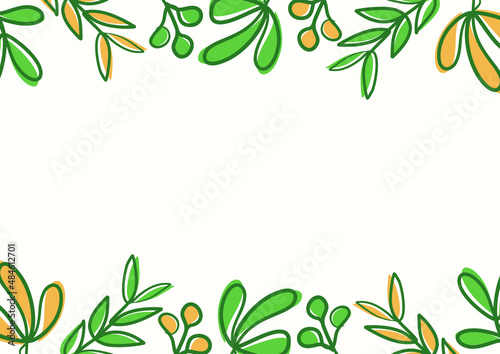 Botanical green floral leaves background with copy space for text