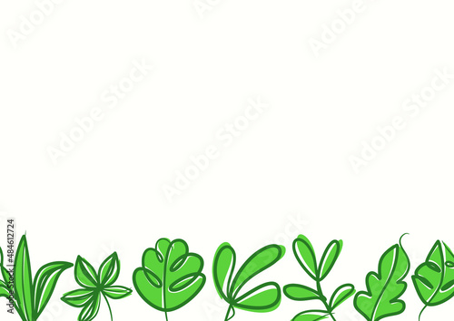 Botanical green floral leaves background with copy space for text