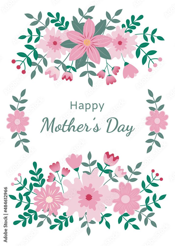 Happy Mother’s day greeting card with decorative floral ornament on white background Happy Mother’s day greeting card with decorative floral ornament on white background