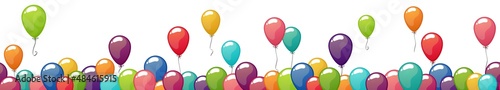 colored flying balloons seamless row