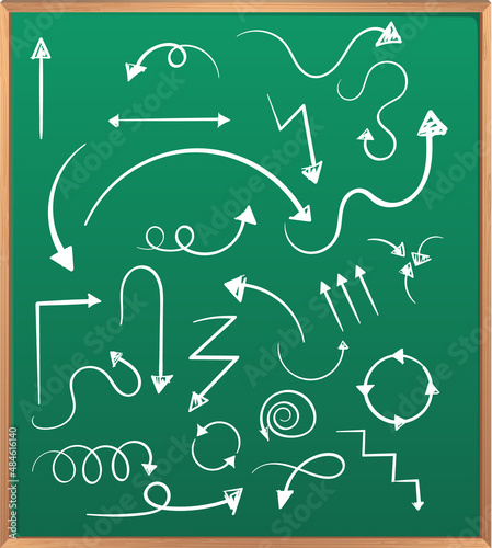 Hand drawn doodle icons on chalkboard