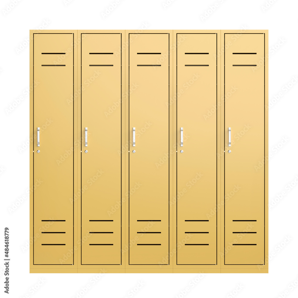 Yellow metal lockers isolated on white background Yellow metal lockers isolated on white background