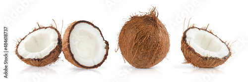 Set of coconut isolated on white background.