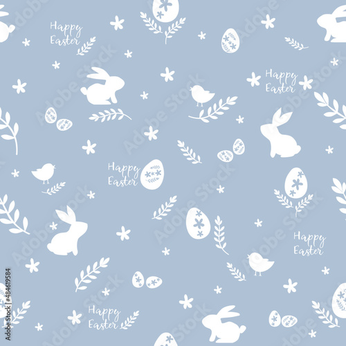 Easter holiday pattern with rabbits, chickens and eggs © Julia