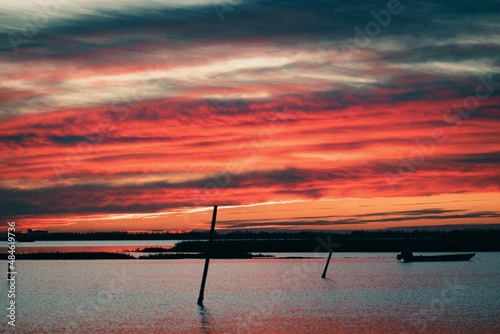 sunset over the river