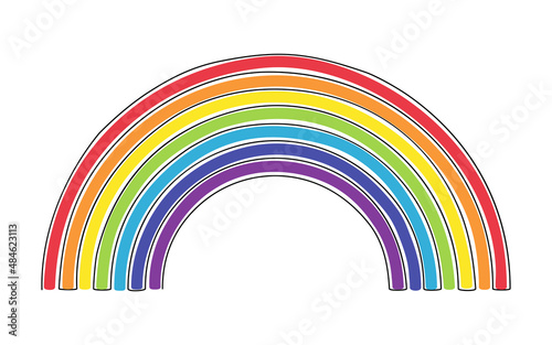 Rainbow in continuous one line drawing, vector illustration