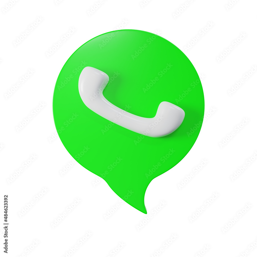 Call sign on bubble icon isolated on white background with clipping path, 3D rendering illustration