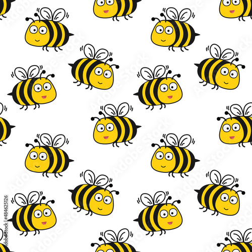 bee seamless pattern background vector illustration